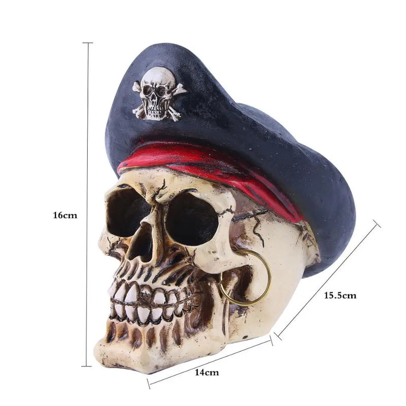 Afralia™ Pirate Captain Skull Head Halloween Decor Horror Party Prop Movie Home Ornament