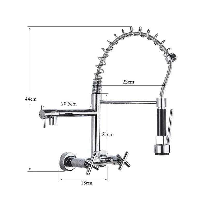 Afralia™ Black Kitchen Faucet Wall Mounted Dual Swivel Spouts Vessel Sink Mixer Tap