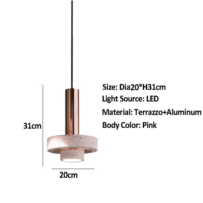 Afralia™ Terrazzo Pendant Light: Nordic Aluminum Lamp for Living Room, Bedroom, Restaurant, Hotel