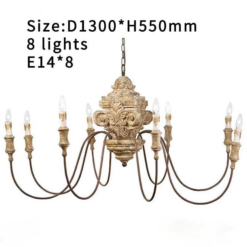 Afralia™ Classic Wooden Chandelier: Mid Century Large Living Room Lighting Fixture