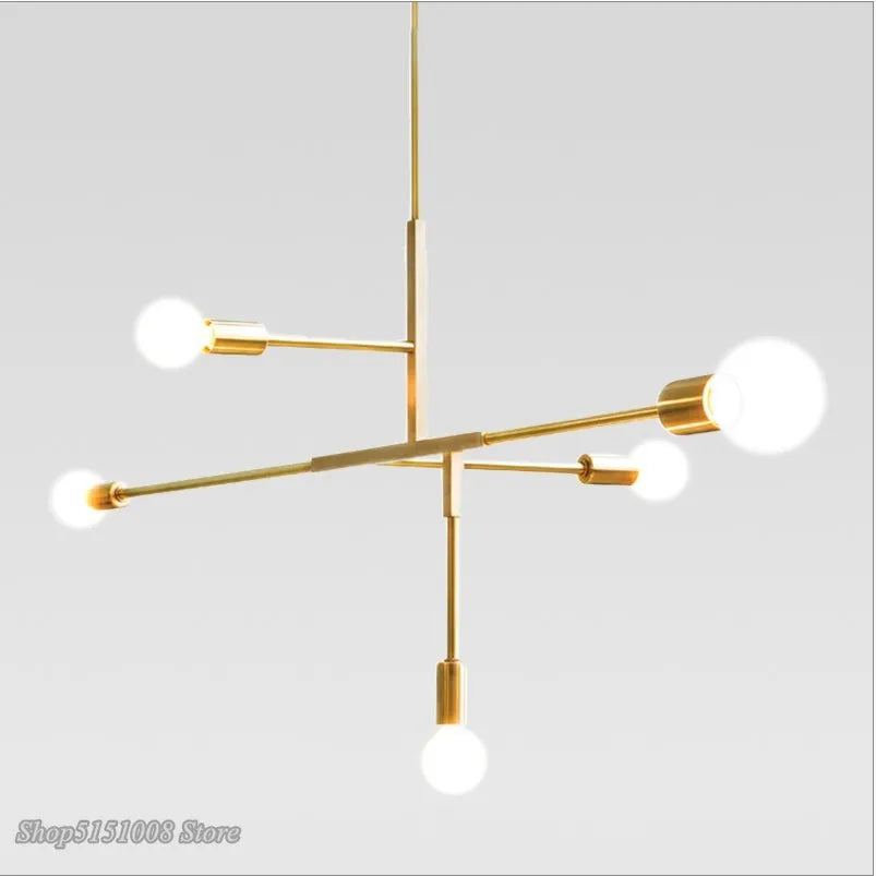 Afralia™ Cross Style 5-Head Pendant Light in Gold and Black Finish for Modern Home Decor