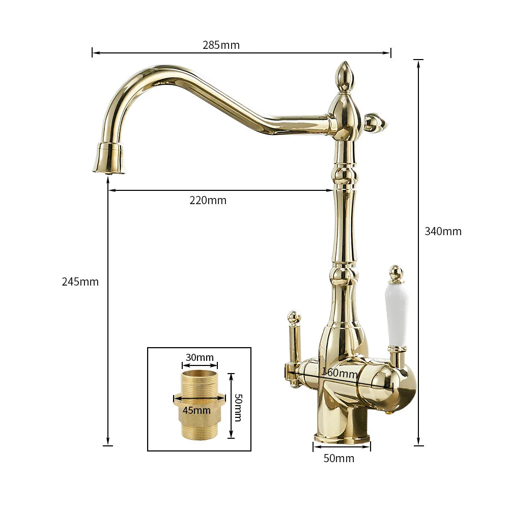 Afralia™ Brass Kitchen Water Filter Faucet: Purify Sink Tap Mixer for Drinking