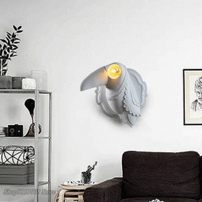 Afralia™ Toucan Wall Lamp: Modern Nordic Resin Animal Light Fixture for Home Decor