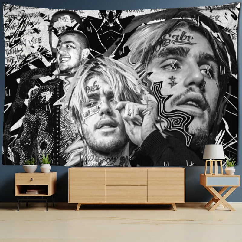 Afralia™ Lil Peep Rapper Tapestry Wall Hanging Tapiz 3D Printing Carpet - Bohemian Bedroom Decor