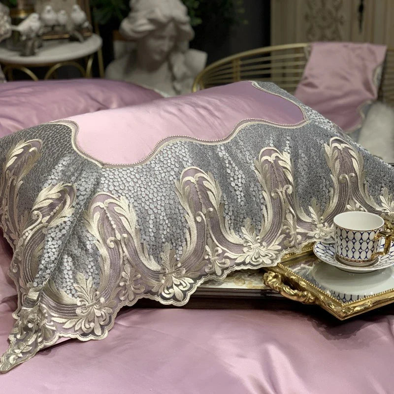 Afralia™ Luxury Lace Embroidery Bedding Set, 1000TC Egyptian Cotton, Princess Wedding Theme