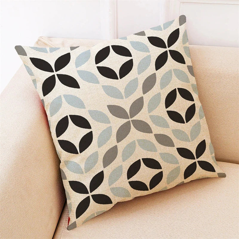 Geometric Pattern Printed Throw Pillow - Modern Brief Soft Cushion by Afralia™