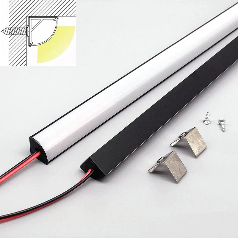 Afralia™ LED Black V-Type Tube Bar Light, SMD2835 Strip with Milky Cover Linear Profile