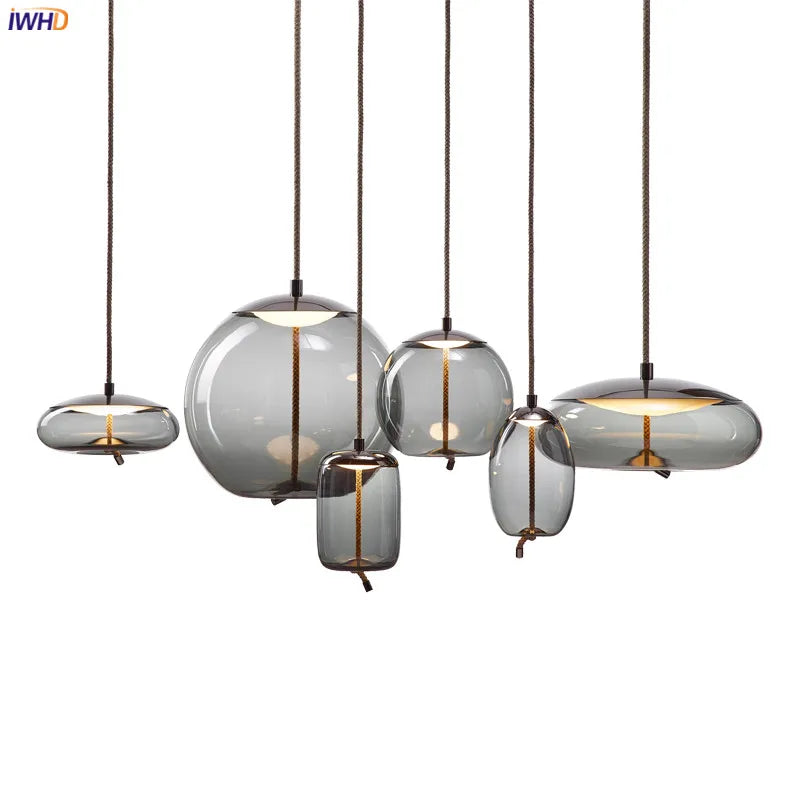 Afralia™ Nordic Glass LED Pendant Light Fixture Modern Living Room Hanging Lamp