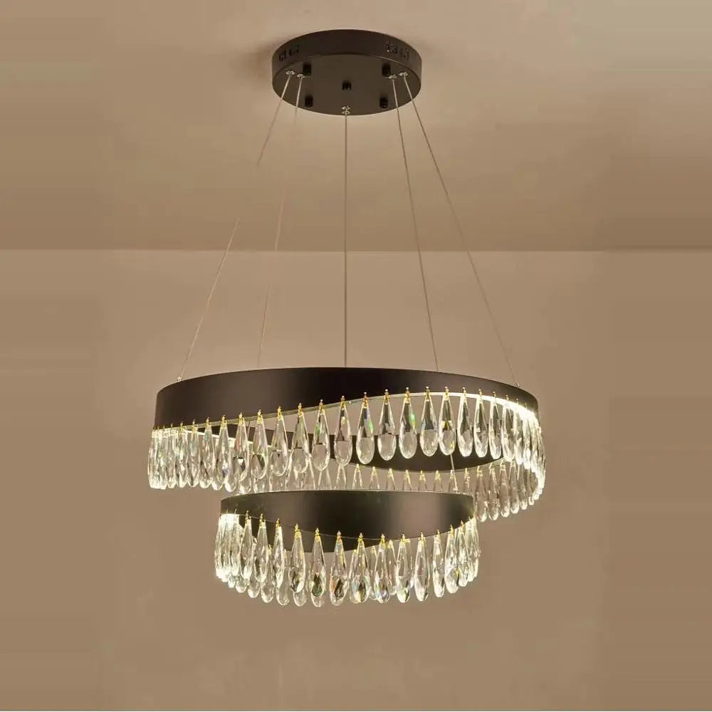 Afralia™ Crystal Stainless Steel LED Chandelier for Foyer