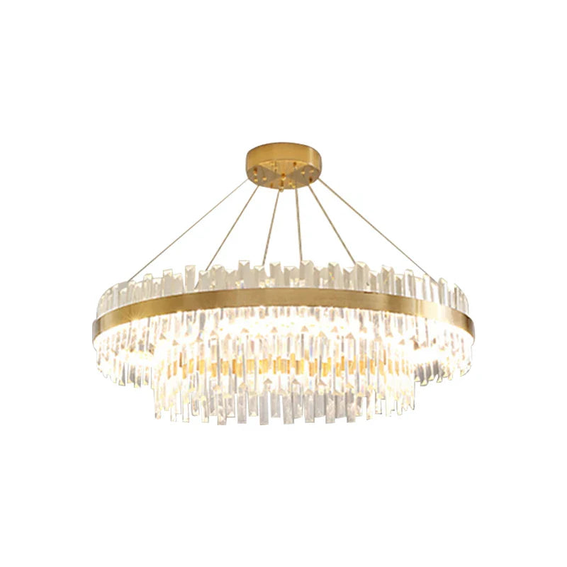 Afralia™ Circular Double-layer Crystal Chandelier for Living Room Dining Room Led Pendant
