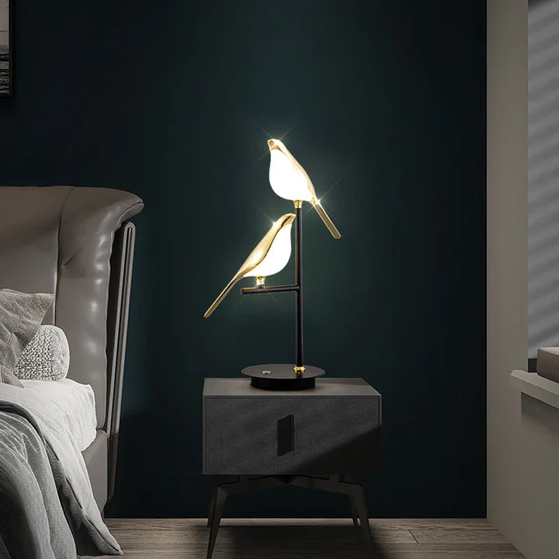 Afralia™ Luxury Bird Floor Lamp: Postmodern LED Golden Garden Study Living Room Lighting