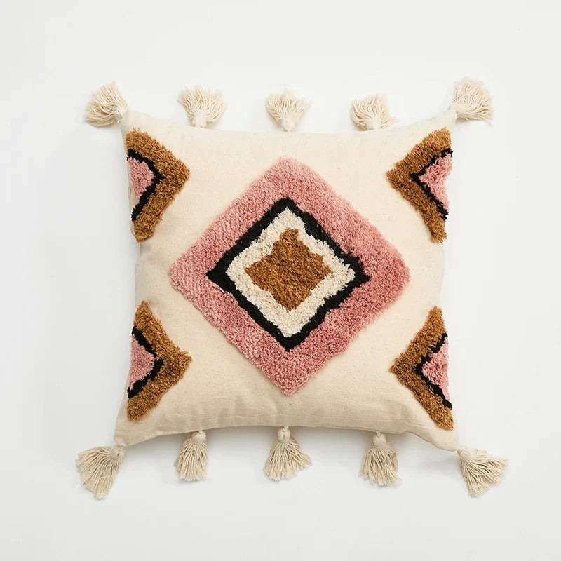 Afralia™ Tuft Tassels Rainbow Cushion Cover for Sofa Bed Living Room