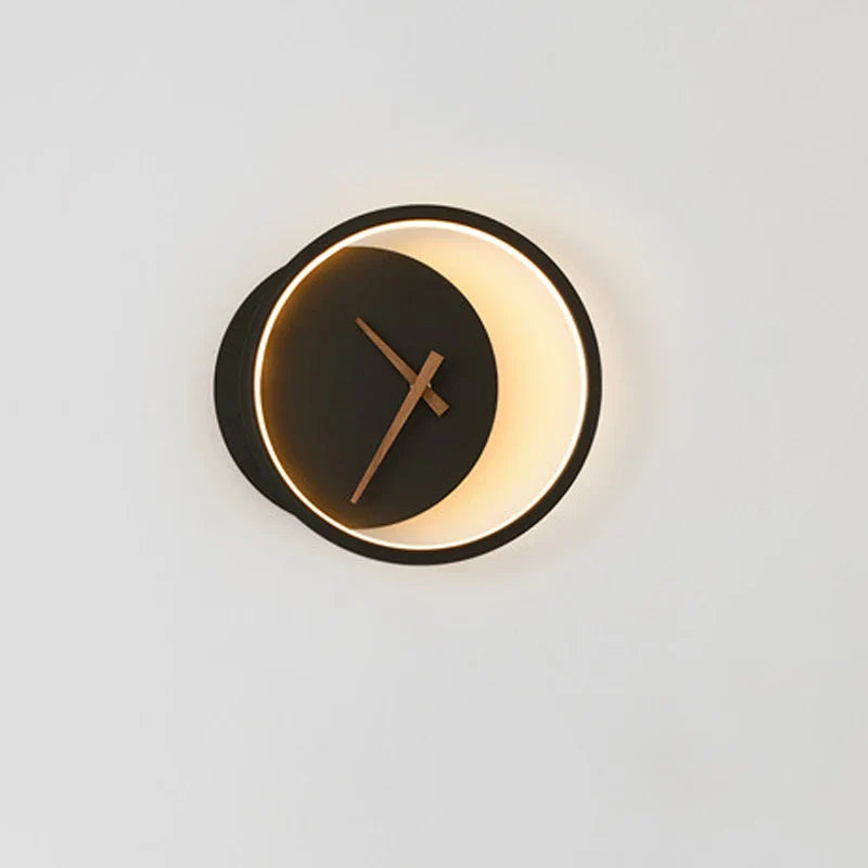 Afralia™ Modern LED Wall Clock Lamp for Living Room Bedroom Dining Hotel Bar