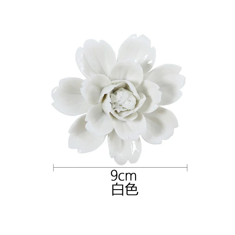 Afralia™ Ceramic Peony Wall Hanging Decoration - Handmade 3D Relief Craft