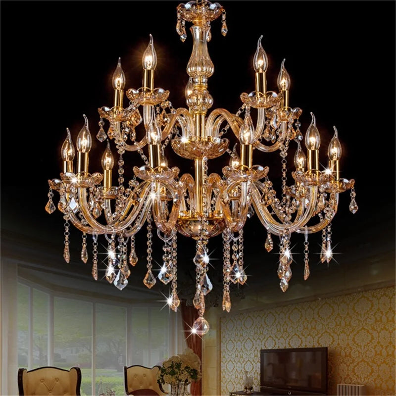 Afralia™ Crystal Pendant Chandelier: Elegant LED Amber Light Fixture for Home, Hotel, Hall