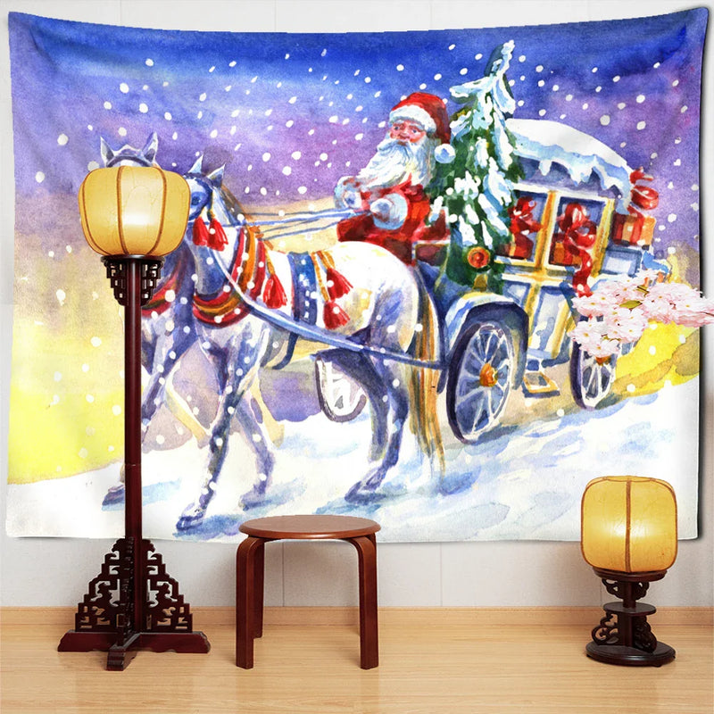 Afralia™ Christmas Santa Claus Tapestry: Holiday Decor Big Blanket Wall Hanging & Gift