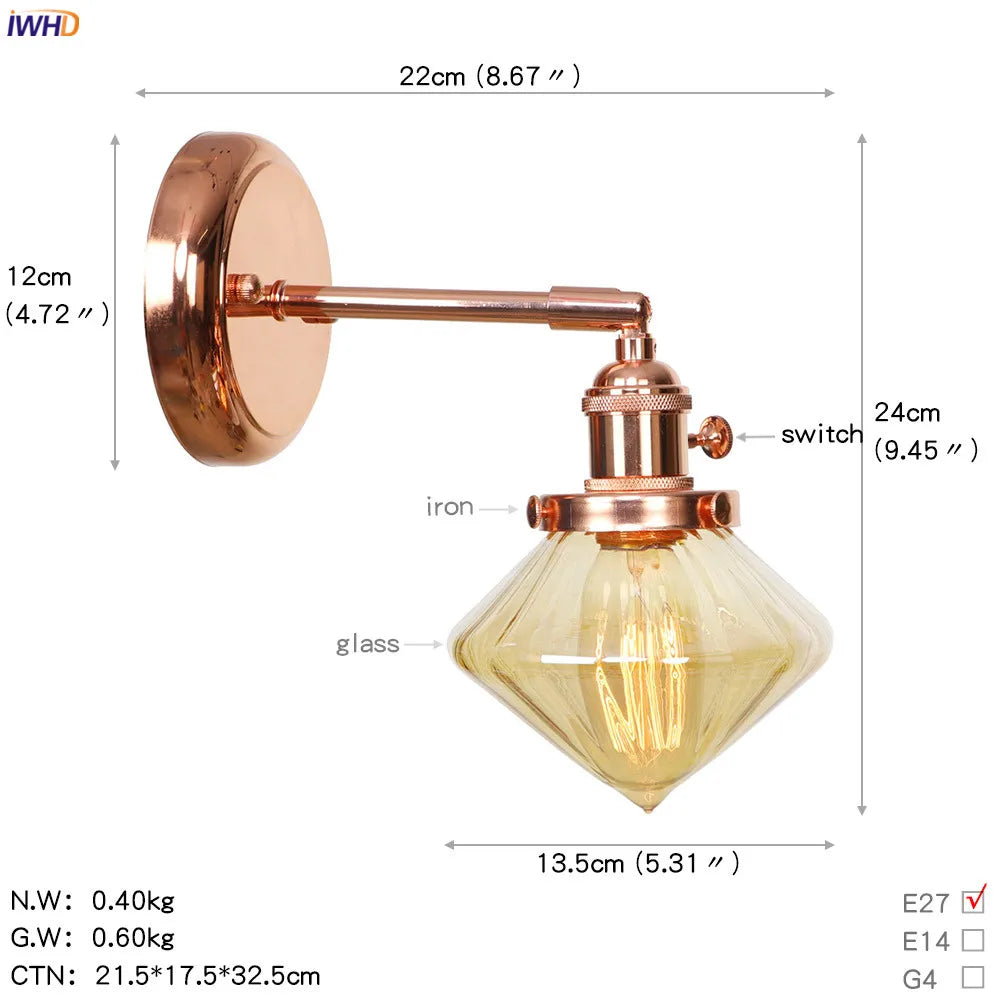 Afralia™ White Ceramic LED Wall Sconce Switch Rose Gold Bedroom Stair Mirror Light