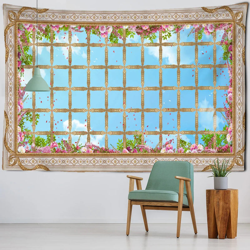 Afralia™ Scenery Flower Mandala Wall Hanging: Boho Green Plant Bedspread & Home Decor