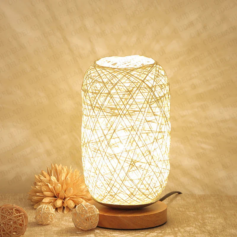 Afralia™ Rattan Twine Ball Lights Table Lamp for Home Decor - USB EU Plug