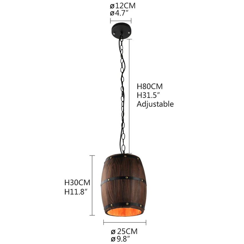 Afralia™ Wood Wine Barrel Hanging Pendant Light Fixture for Bar Cafe Home Restaurant