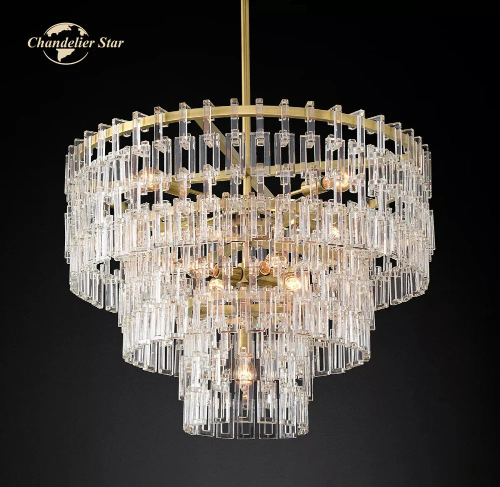 Afralia™ Marignan Crystal Chandelier Tiered Round Living Room Pendant Light