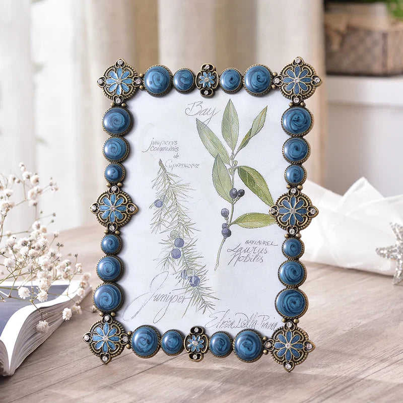 Afralia™ Retro Metal Gem Photo Frame: Handmade Wedding Desktop Decor for Picture Display