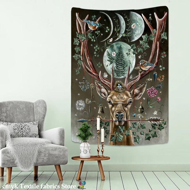 Afralia™ Forest Elk Hippie Wall Tapestry for Bohemian Bedroom Decor