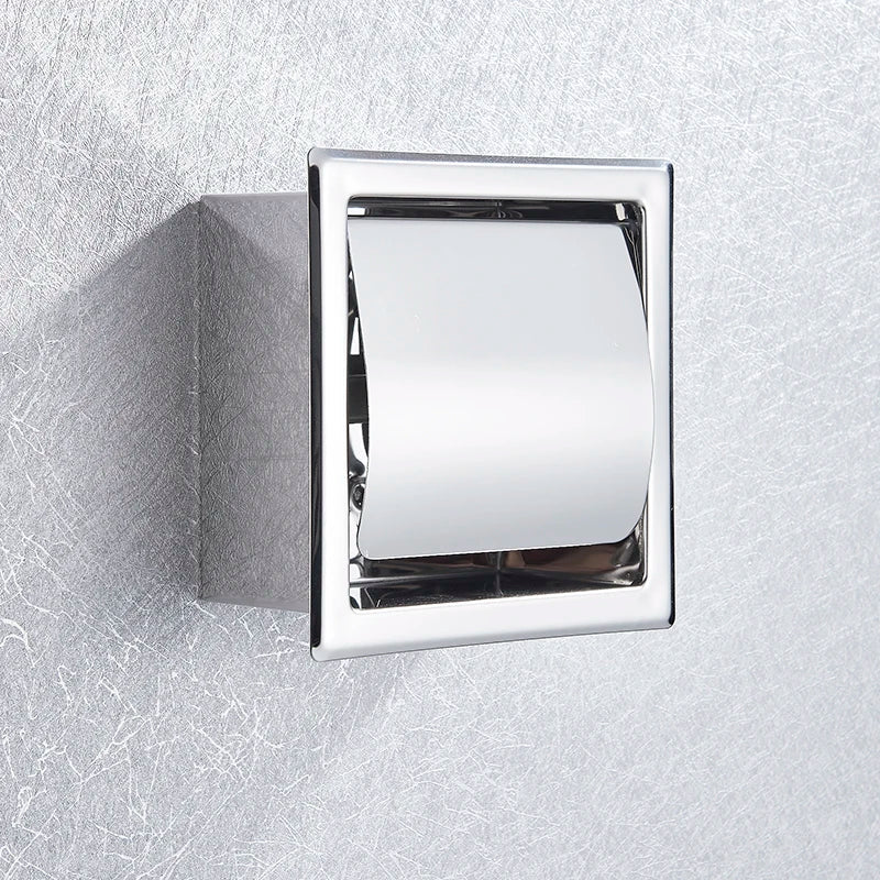 Afralia™ Stainless Steel Toilet Paper Holder Polished Chrome Wall Mounted Concealed Box