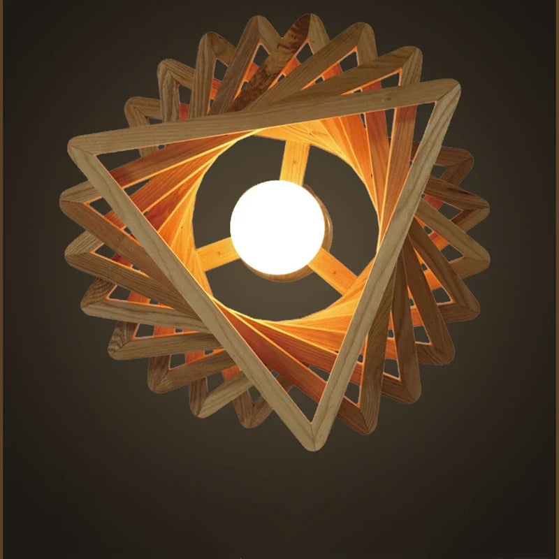 Afralia™ Triangle Wood Chandelier LED Indoor Hanging Lamp for Living Room decor