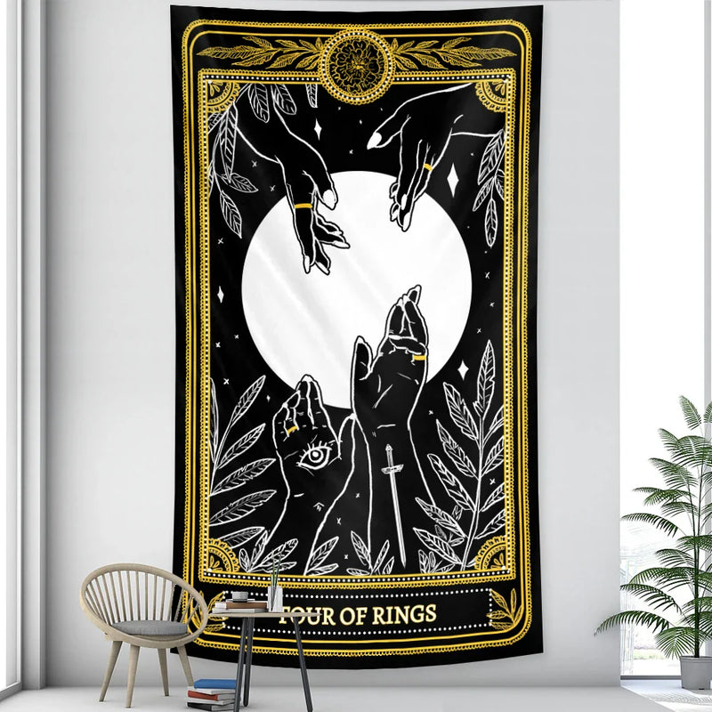 Afralia™ Black & White Tarot Witchcraft Tapestry | Bohemian Hippie Mandala Wall Decor