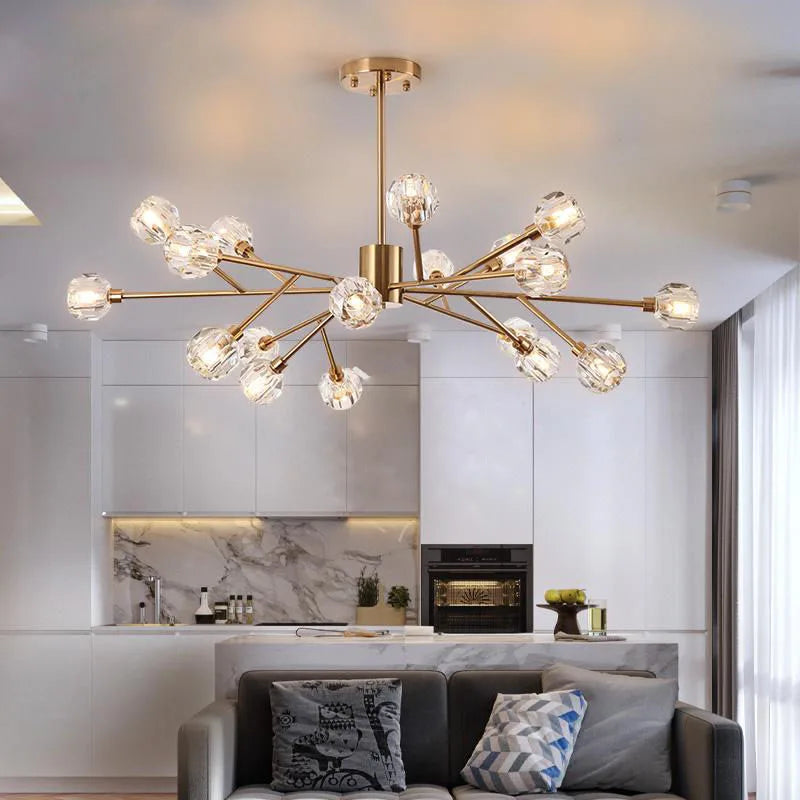 Afralia™ Crystal LED Chandelier: Modern Nordic Design Copper Ceiling Light Fixture