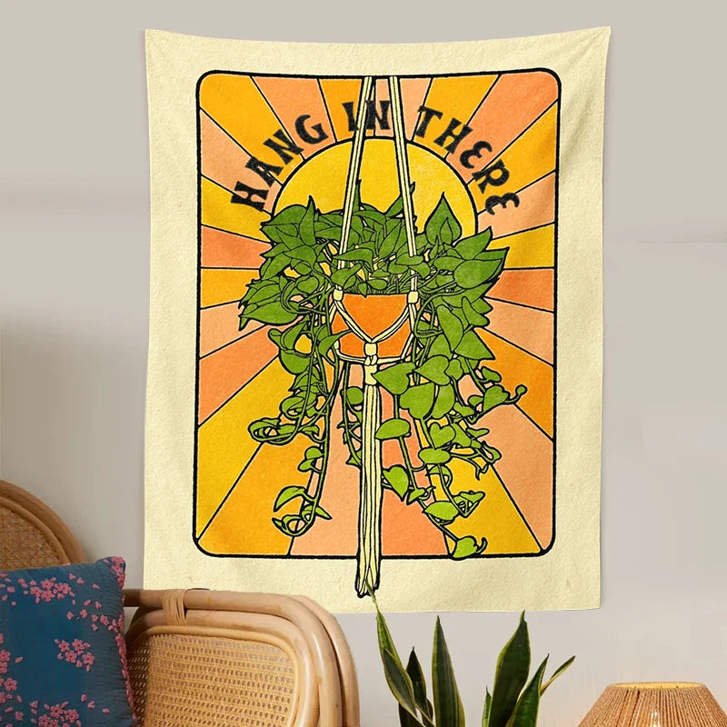 Afralia™ Botanical Tapestry Wall Hanging for 70s Aesthetic Home Decor