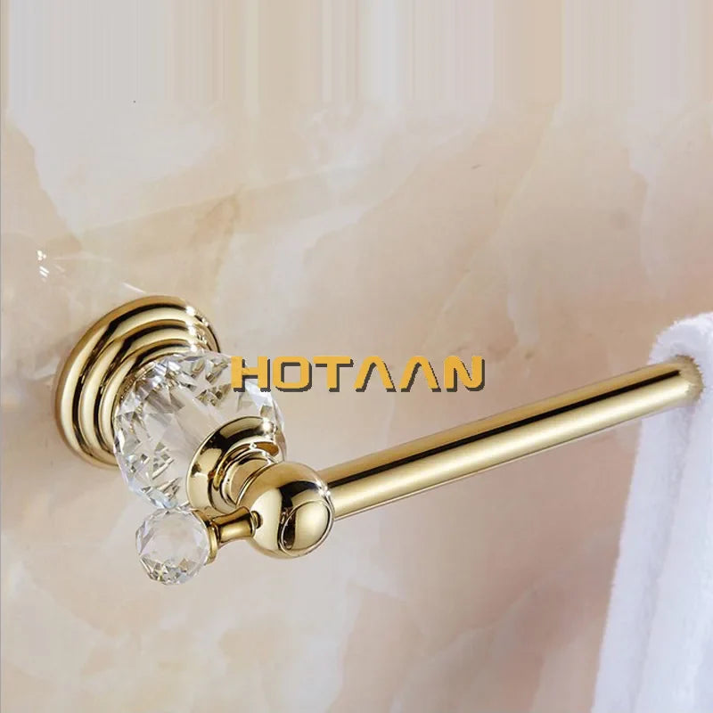 Afralia™ Golden Crystal Single Towel Bar - Stainless Steel Bathroom Rack