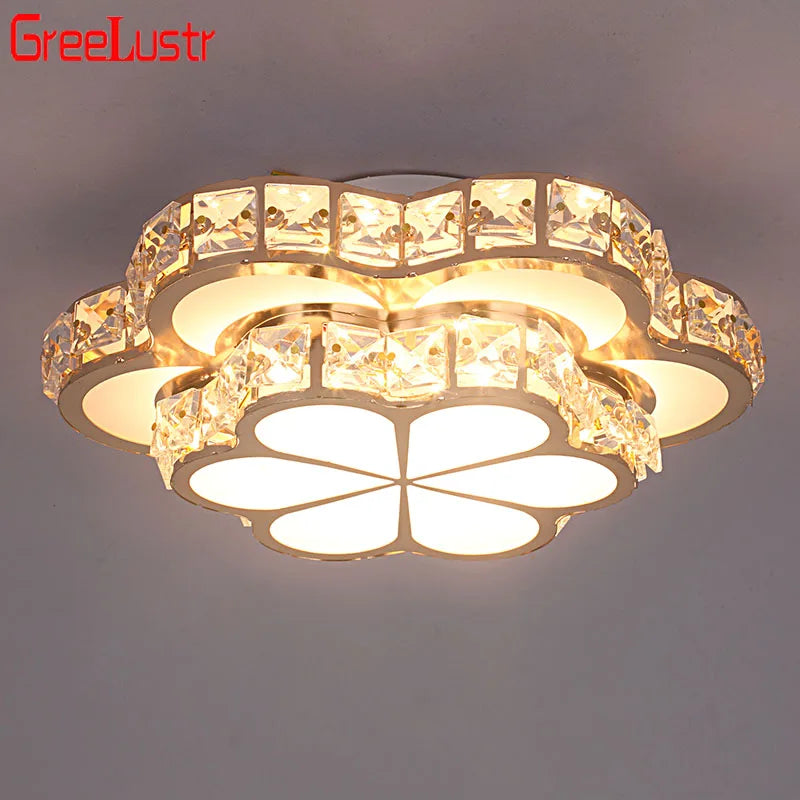 Afralia™ Modern Gold Crystal Ceiling Light for Hall Stairs Entrances
