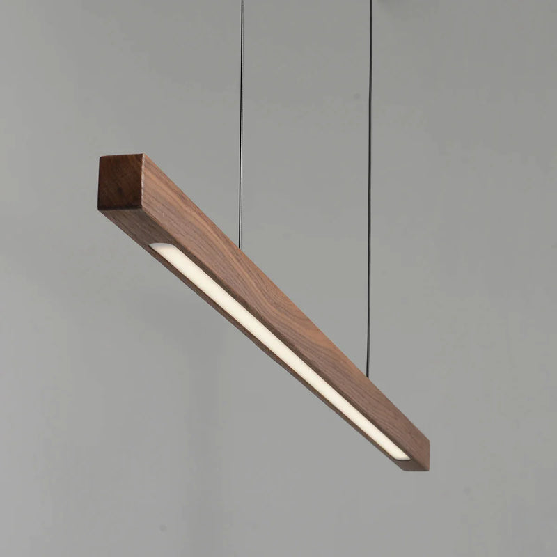 Afralia™ Black Walnut Log Strip Pendant Light for Dining Room, Office, and Bar