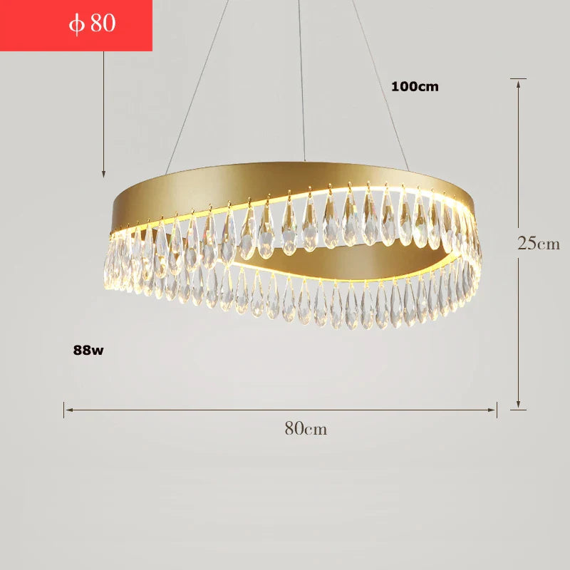 Afralia™ Golden Crystal Stainless Steel Chandelier for Dining Room