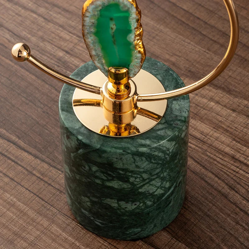 Afralia™ Agate Crafts Marble Base Art Sculpture for Living Room Bookcase