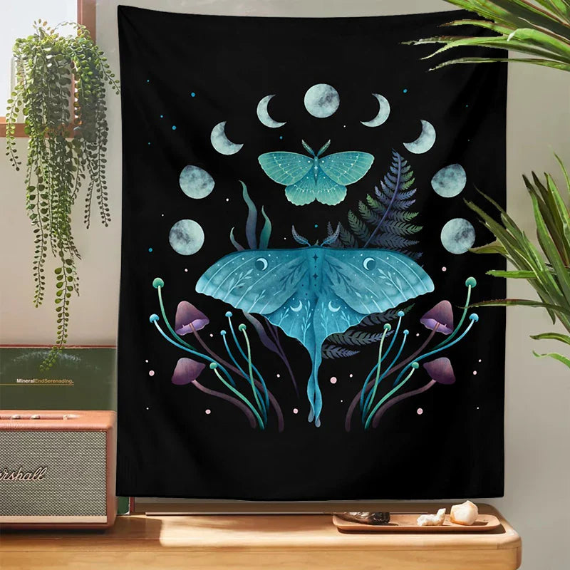 Nordic Boho Psychedelic Butterfly Tapestry for Witchcraft Tarot Wall Art by Afralia™