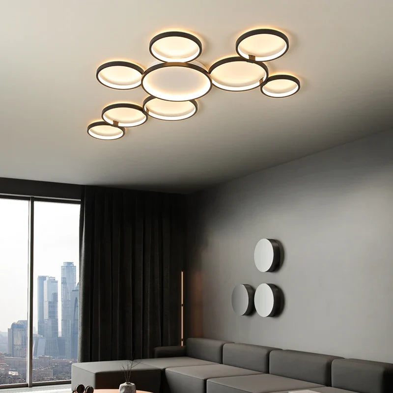Afralia™ Nordic Remote Control LED Ceiling Lamp for Living Room, Study Room - Modern & Creative