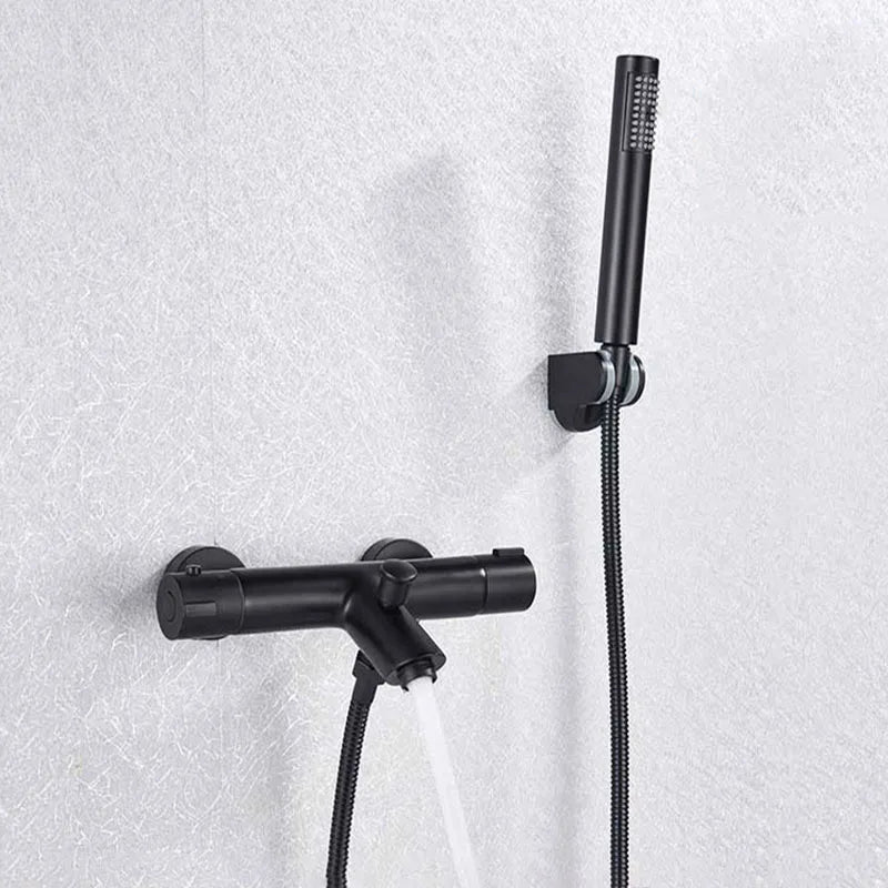 Afralia™ Matte Black Thermostatic Dual Handle Shower Faucet Wall Mount Mixer