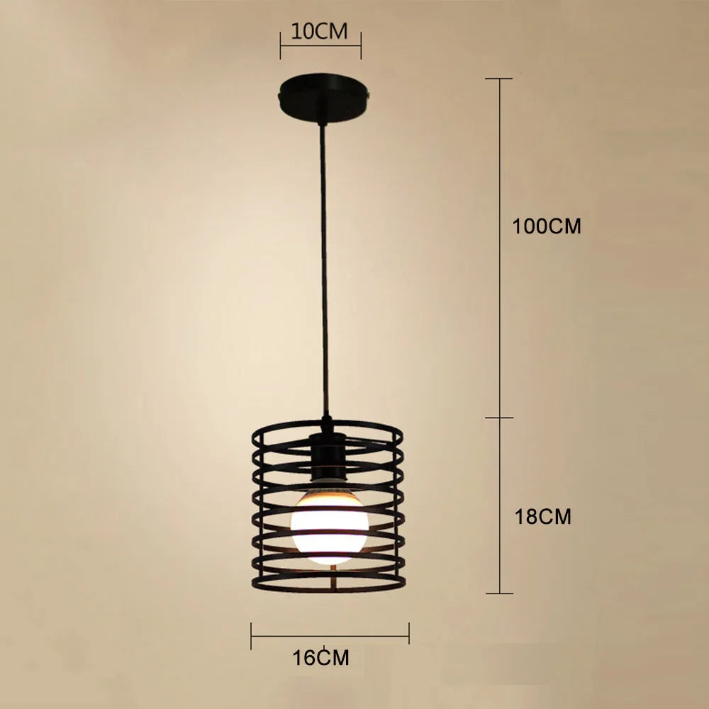 Afralia™ Retro Iron Cage Pendant Light, Multi-Layer Round Vintage Hanging Lamp