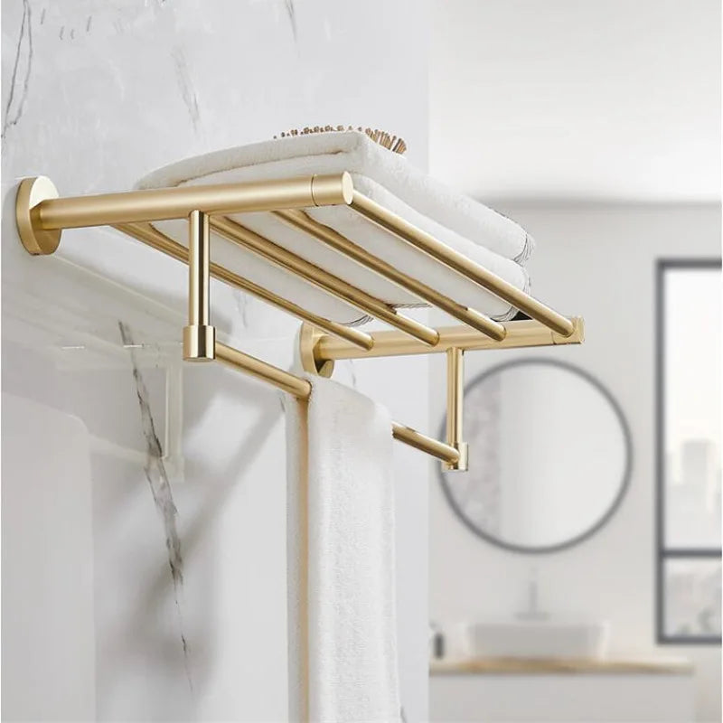 Afralia™ Brushed Gold Bathroom Hardware Set for Bath Accessories and Organization.