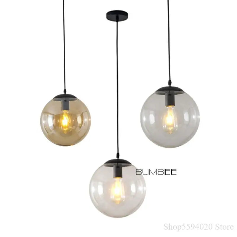 Afralia™ Nordic Glass Ball Pendant Lights Retro Loft Industrial Hanging Lamp