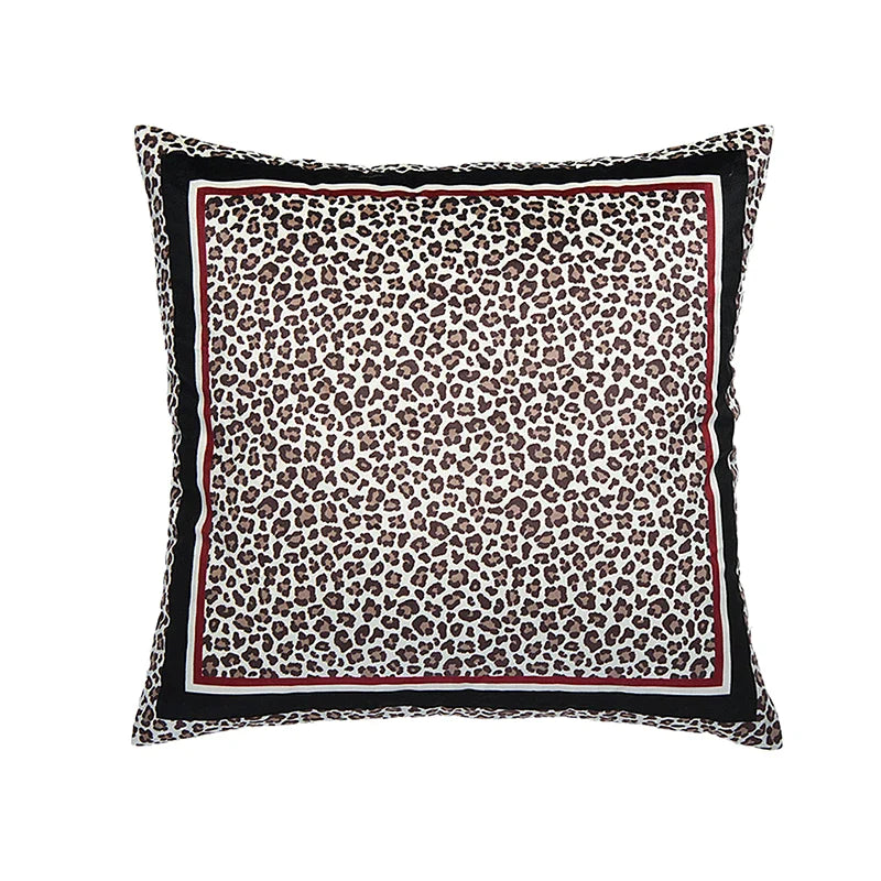 Afralia™ Red Velvet Textured Leopard Print Luxury Lumbar Pillow Case 35x55cm