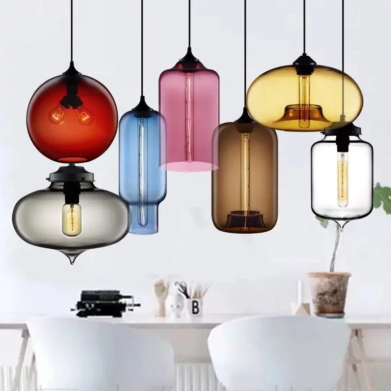 Afralia™ Colorful Glass Chandelier Light for Modern Living Room and Office