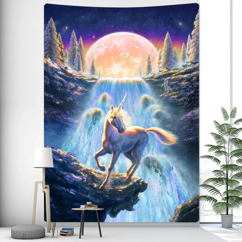 Afralia™ Unicorn Tapestry Wall Hanging Psychedelic Bohemian Decorative Mattress