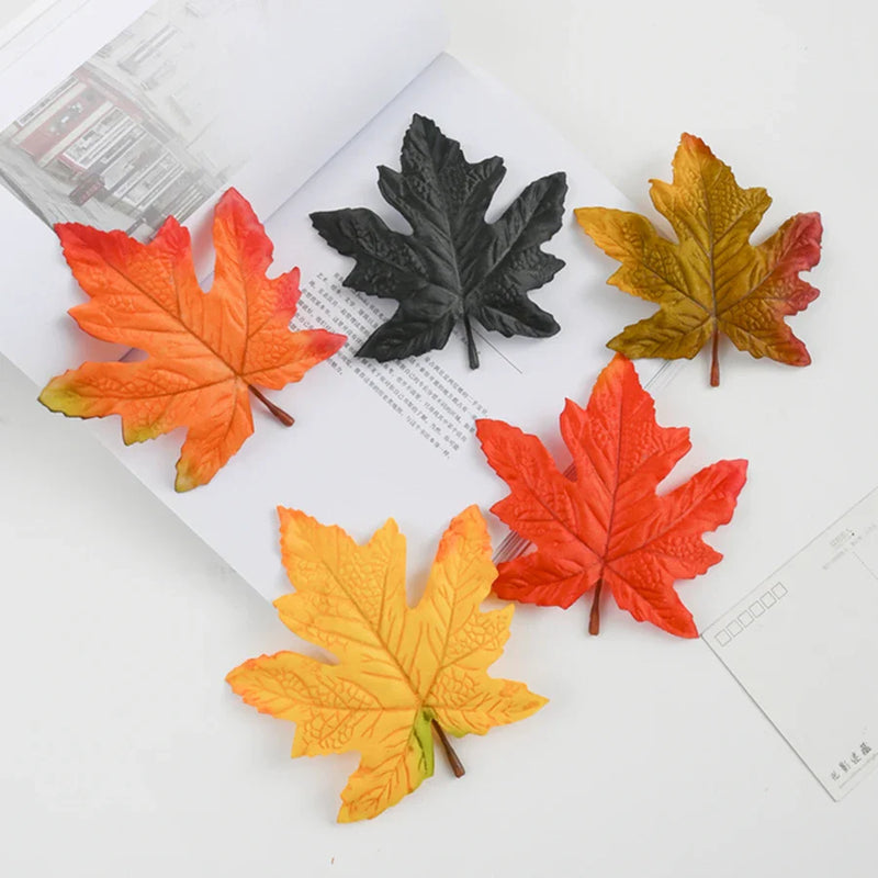 Afralia™ Silk Maple Leaf Decoration for Home Wedding Scrapbooking Gifts