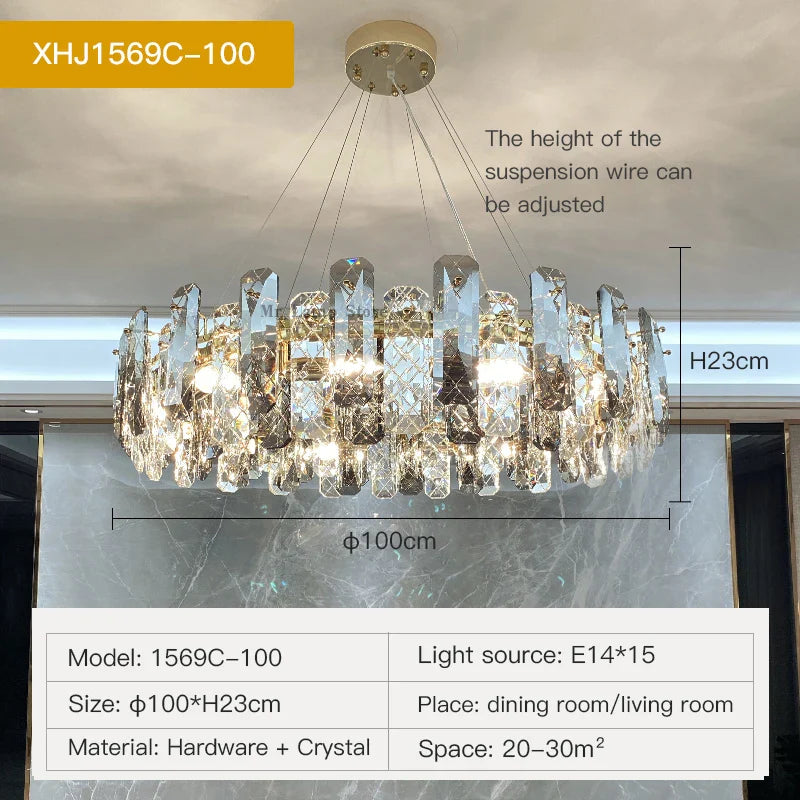 Afralia™ Crystal LED Chandelier for Elegant Living Room, Dining, Bedroom, Kitchen