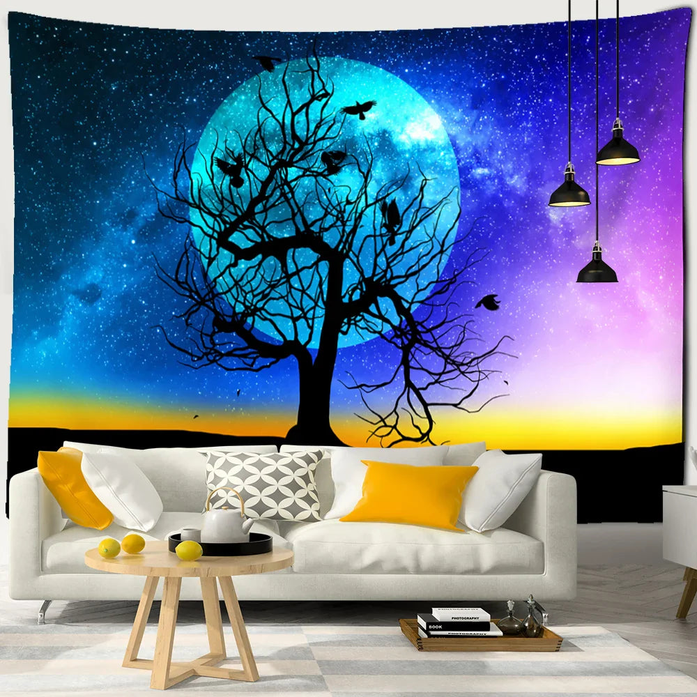 Tree Of Life Tapestry Wall Hanging Nature Landscape Aesthetic Room Decor by Afralia™