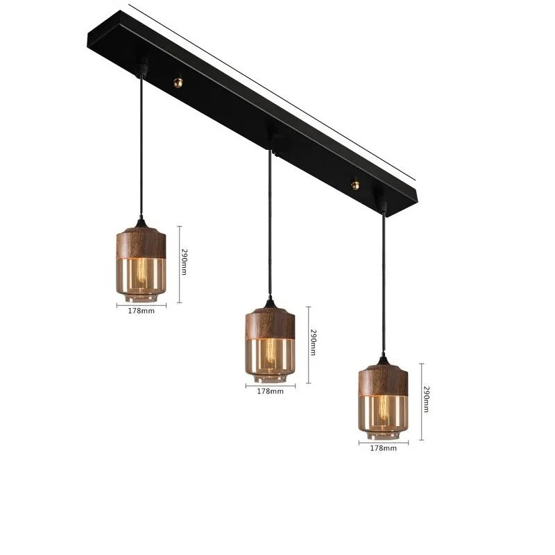 Afralia™ Nordic Wood Color LED Glass Pendant Lights for Dinning Room, Bedroom, Cafe - Modern Hanging Lamp